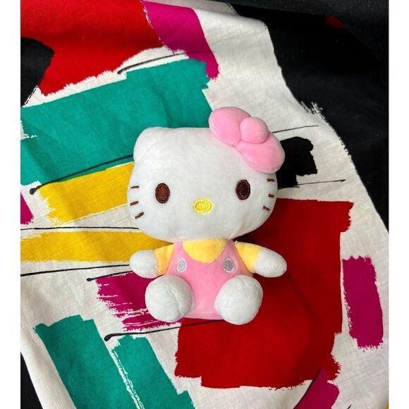 Sanrio Hello Kitty Soft 4” Plush Pink Bow Pink Yellow Outfit Stuffed Animal Mini - Picture 1 of 3